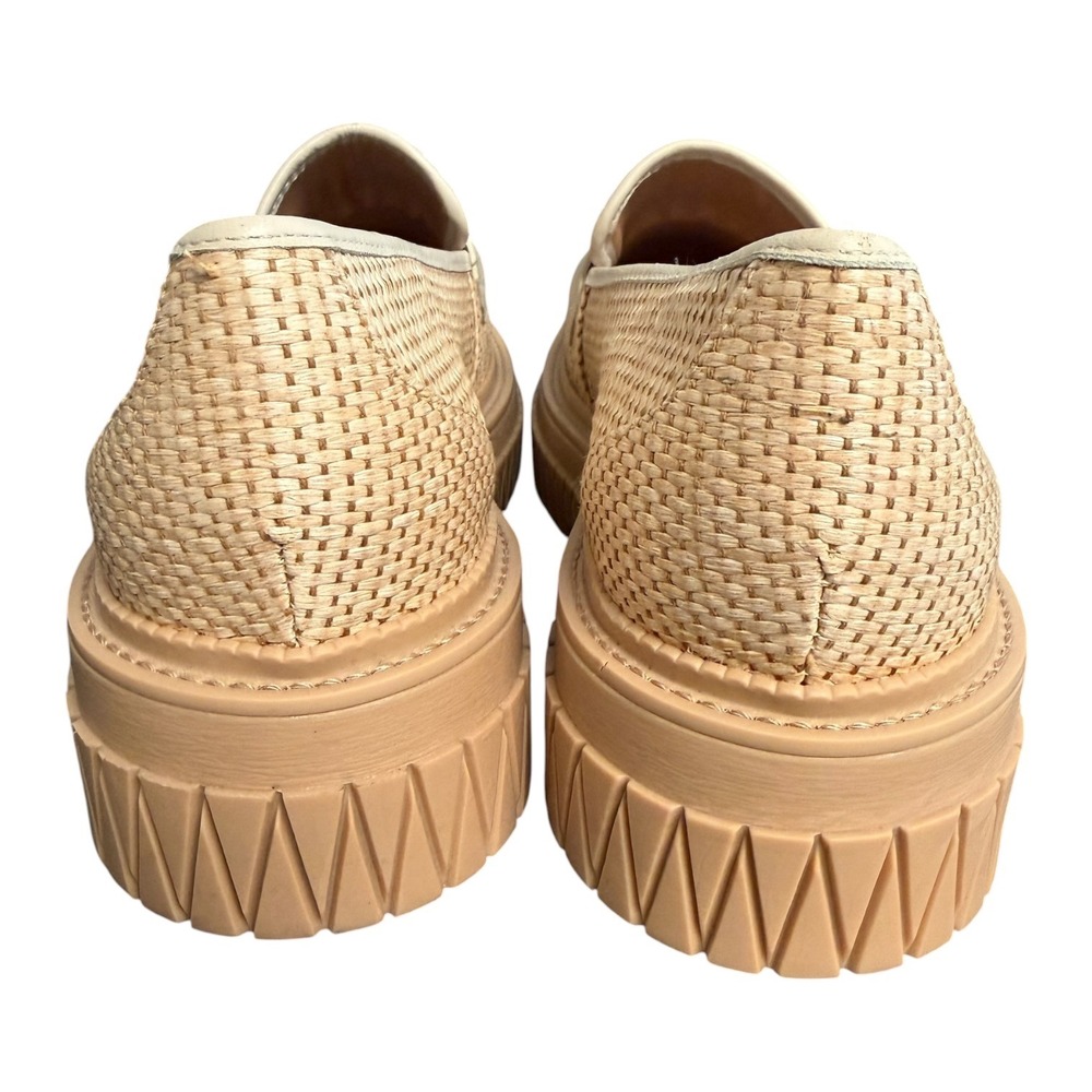 Schutz Viola Weekend Beige Woven Raffia Platform Penny Loafers Lug Sole 8B - Picture 5 of 10
